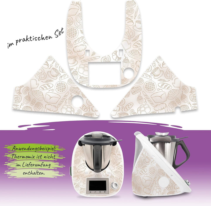 Deko Schutz Aufkleber kompatibel mit Küchenmaschine Thermomix TM5 Design Sticker Klebefolie Zubehör
