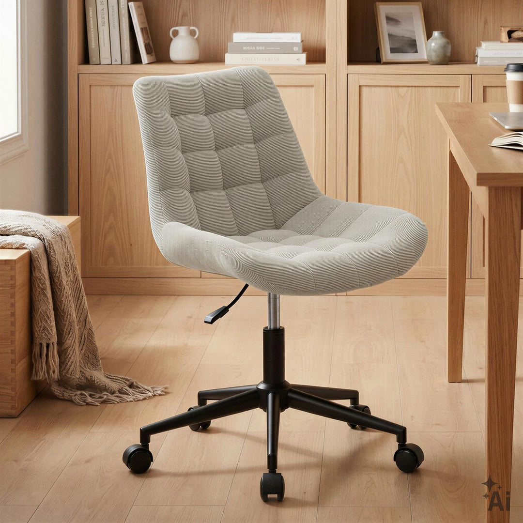 IDIMEX Drehstuhl VASILO höhenverstellbar, Beige - Bürostuhl mit Metallgestell in schwarz, drehbarer