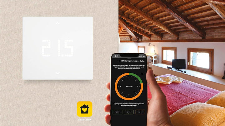 Vimar 02913 Smart LTE-Thermostat, kompatibel mit den Sprachassistenten Alexa und Google, lokale Steu