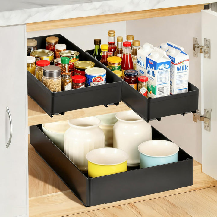 Cozary Teleskopschublade Organizer mit Dämpfungssystem – 3 Grössen (13/18/27x40x7 cm), Ausziehbares