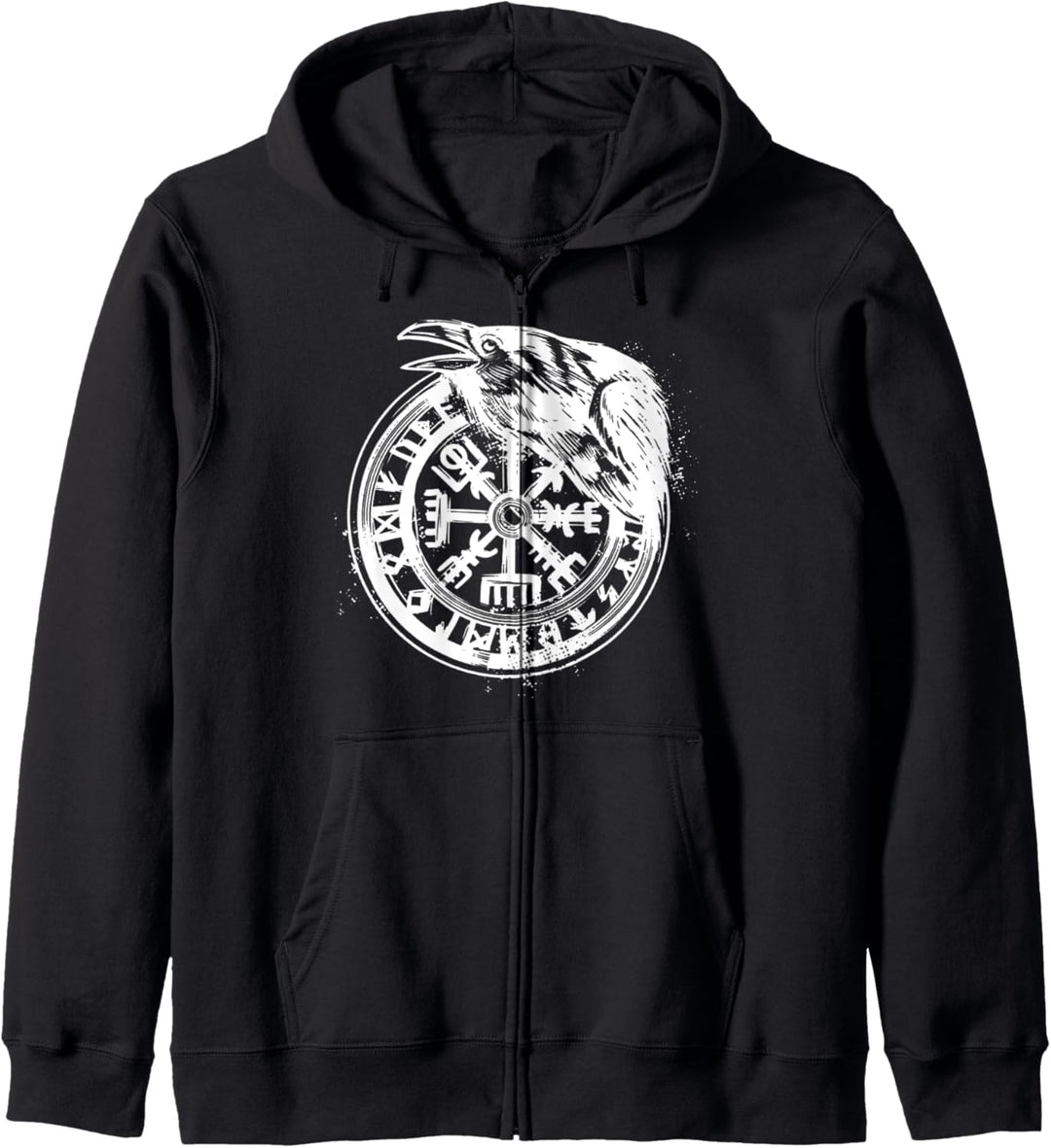 Viking Vegvisir Compass Crow Nordic Norse Viking Mythology Kapuzenjacke