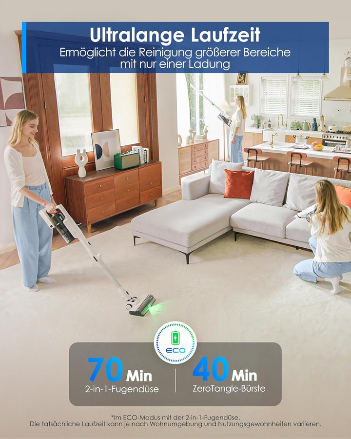 Tineco Pure ONE A50S Plus Kabelloser Akku Stabstaubsauger, Flex Akkusauger 70 Min., 3DSense Power Bü