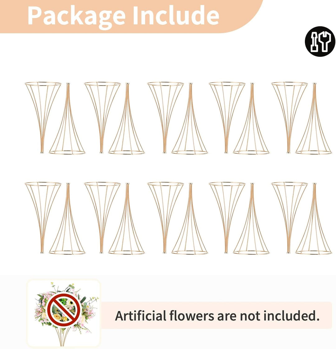 Nuptio 10 Stück Gold Hochzeit Mittelstücke Tischvase, 79cm Hoch Metall Trompete Vase, Strasse Führen