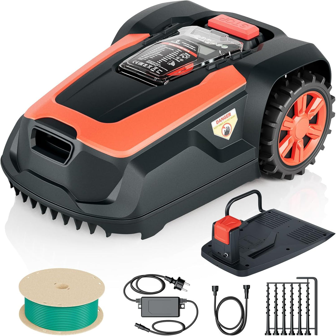 M1 Mähroboter mit Begrenzungskabel für Gärten bis 1400m², Rasenmäher Roboter mit Schnitthöhe 25-6mm,