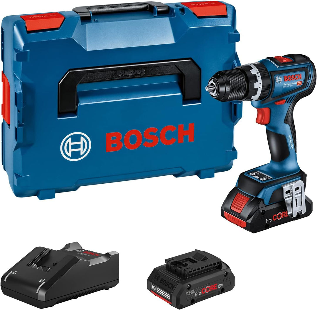 Bosch Professional 18V System Akku Schlagbohrmaschine GSB 18V-90 C (inkl. 2x ProCORE-Akkus 4.0Ah, Sc
