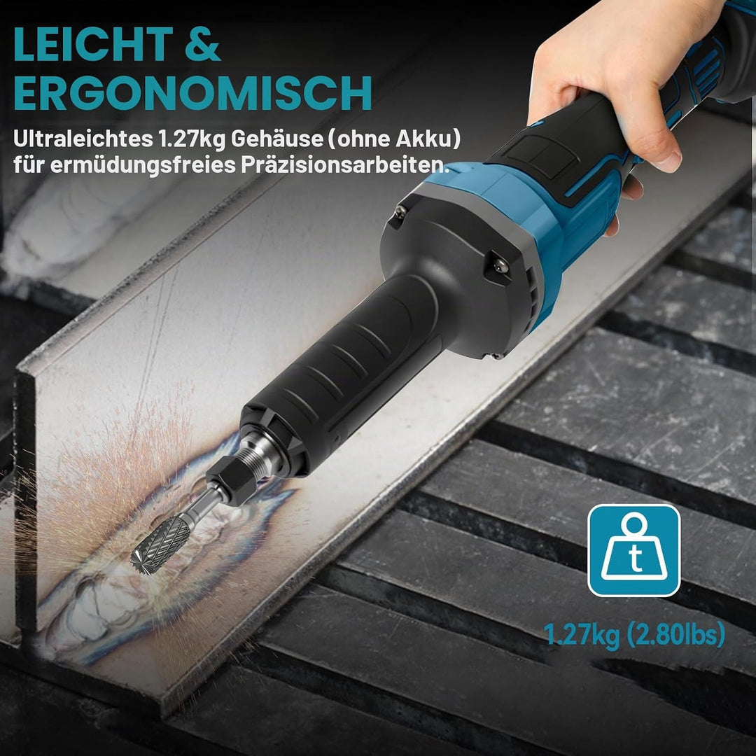 Akku Geradschleifer Kompatibel mit Makita 18V Akku, Bürstenloser Geradschleifer 6mm 3mm Bohrfutter P