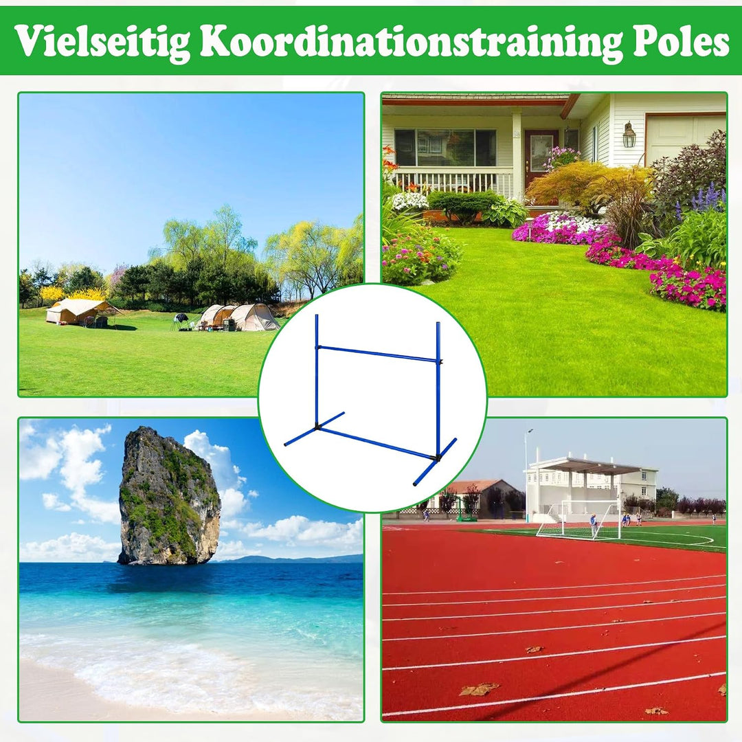 SUBTLETY 4 Stück Hürdenset Einstellbar Slalomstangen mit Tragtasche, Kunststoff Agility Ausrüstung f