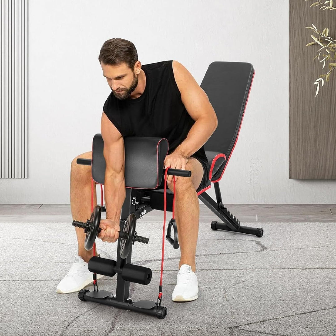 Multifunktions-Hantelbank klappbar verstellbare Hantelbank 7 Stufen Fitnessbank Krafttraining Hantel