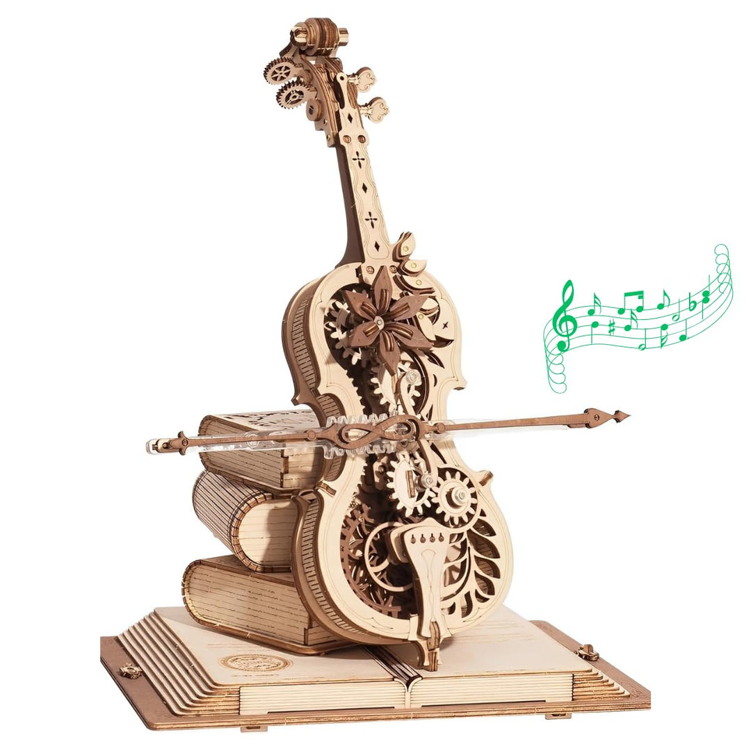 ROKR Magic Cello Mechanische Spieluhr,3D Holzpuzzle Erwachsene,Schreibtischdekoration Geschenk für M