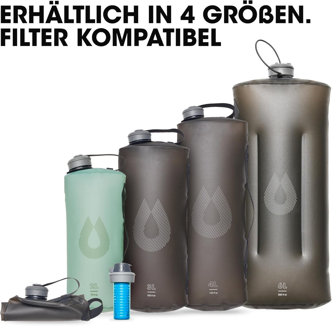 HydraPak Seeker – Faltbarer Wasserspeicher – BPA- und PVC-frei, Camping-Trinkbehälter Mammoth Grey 6