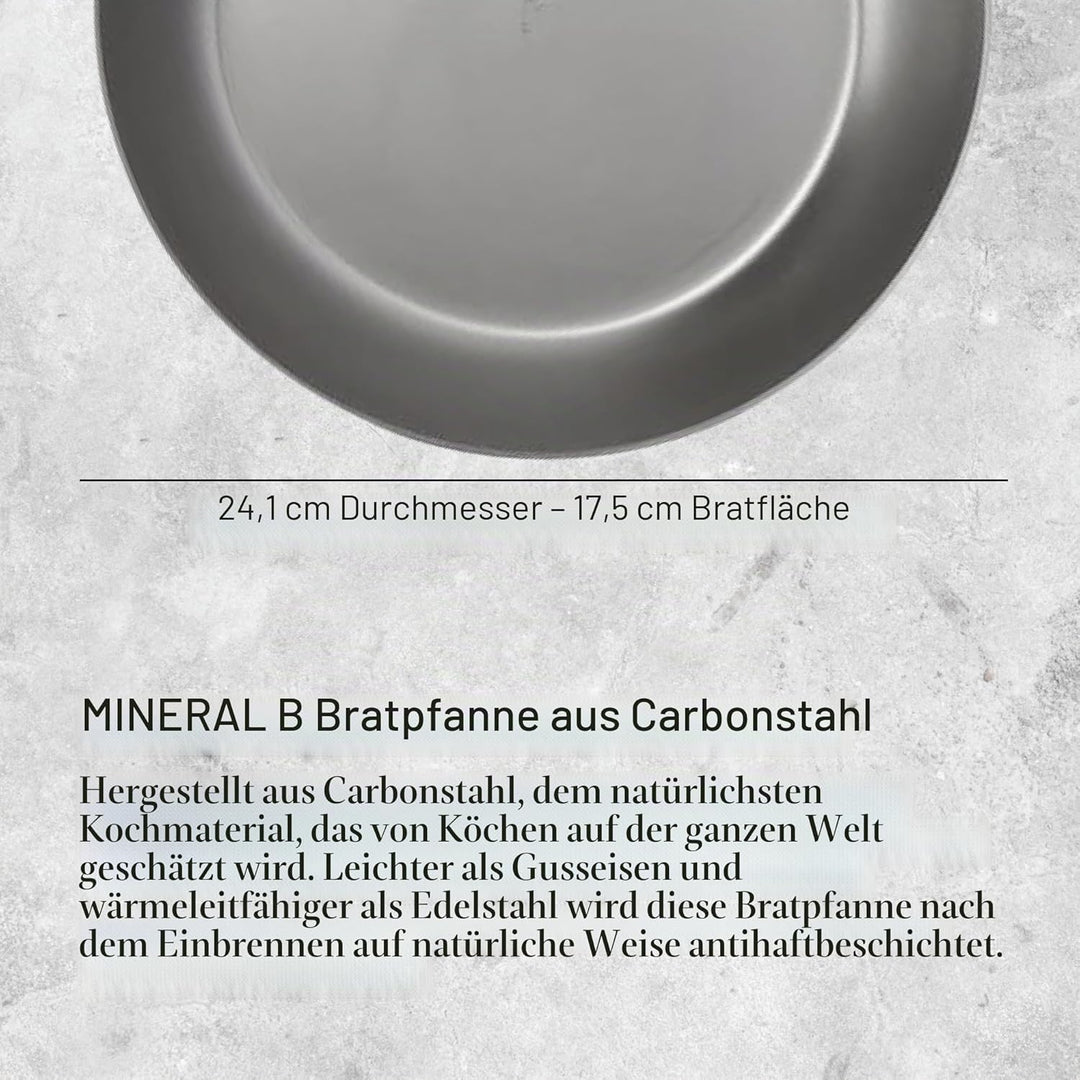 de Buyer - Bratpfanne MINERAL B PRO - 24 cm - 5680.24, Silber Durchmesser 24 cm, Durchmesser 24 cm