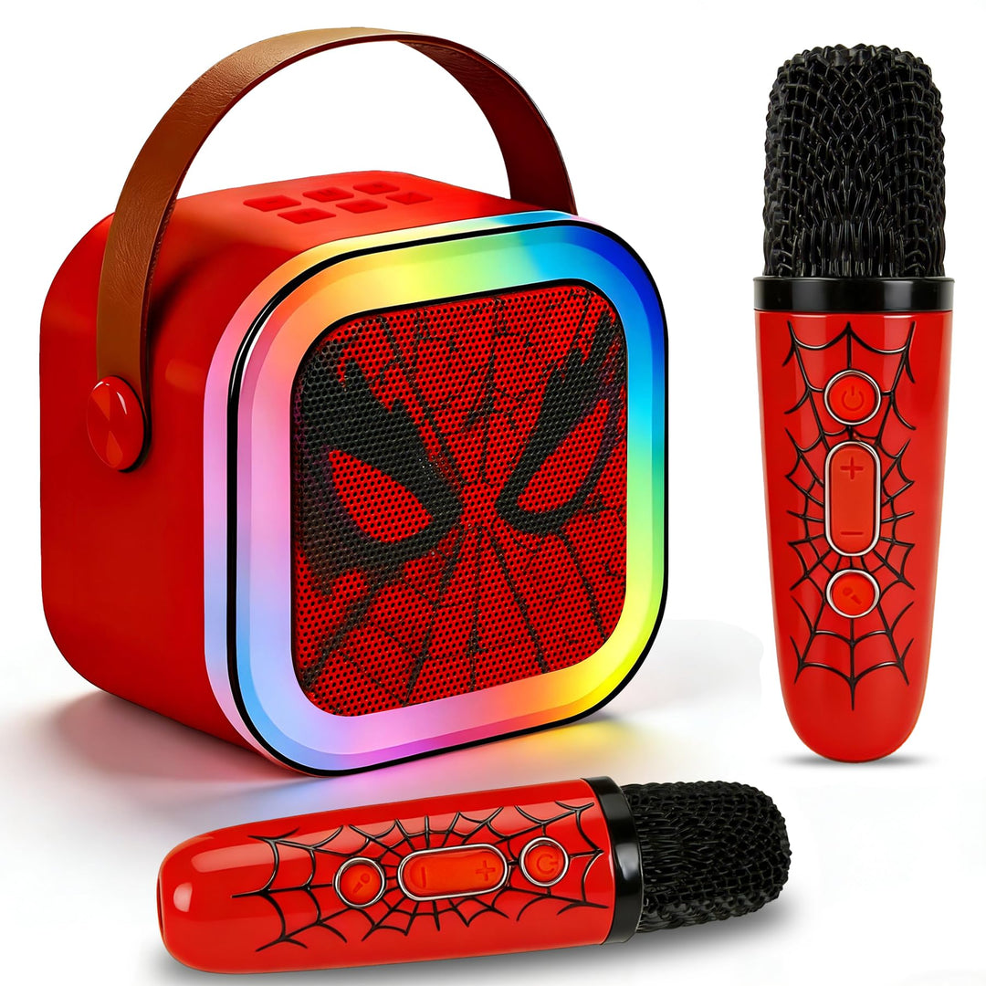 Karaoke Maschine Kinder Mit 2 Mikrofonen, Tragbarer WiederaufladbarBluetooth, Bunte LED Lichter, AUX