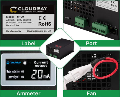 Cloudray CO2 Laser Power Supply CO2 Laser Netzteil CO2 laser 100w für CO2 Laserröhre CO2-Laserröhre