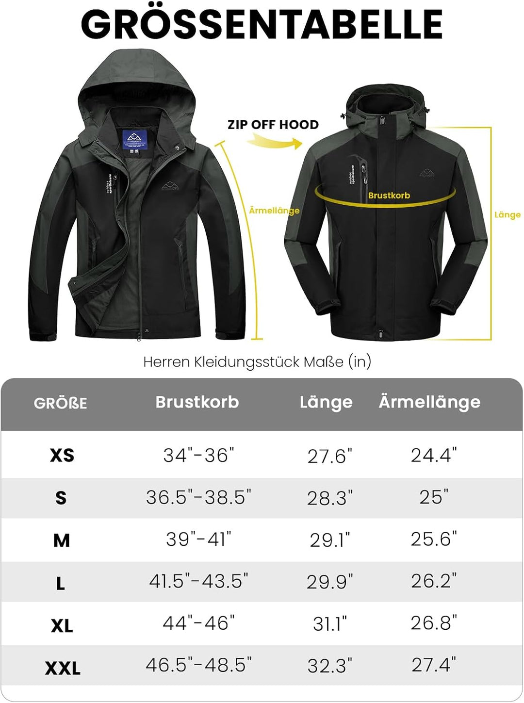 donhobo Herren Regenjacke Wasserdicht Atmungsaktiv Winddichte Funktionsjacke Outdoor Wanderjacke Sof