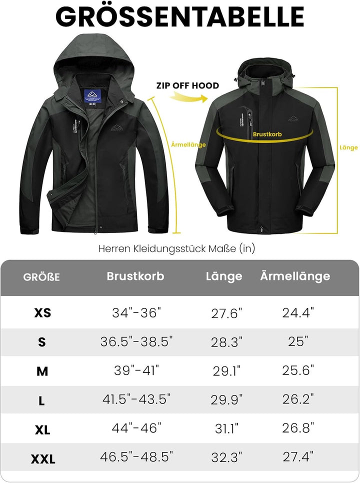donhobo Herren Regenjacke Wasserdicht Atmungsaktiv Winddichte Funktionsjacke Outdoor Wanderjacke Sof