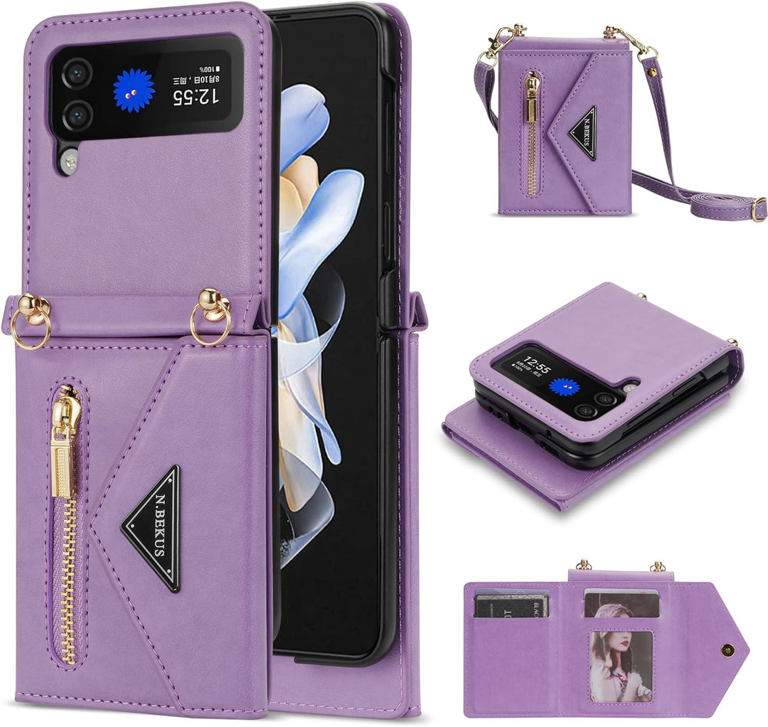 UDBKKDX Handyhülle für Samsung Galaxy Z Flip 5, Schutzhülle Mattes Leder mit Standfunktion hülle Kam