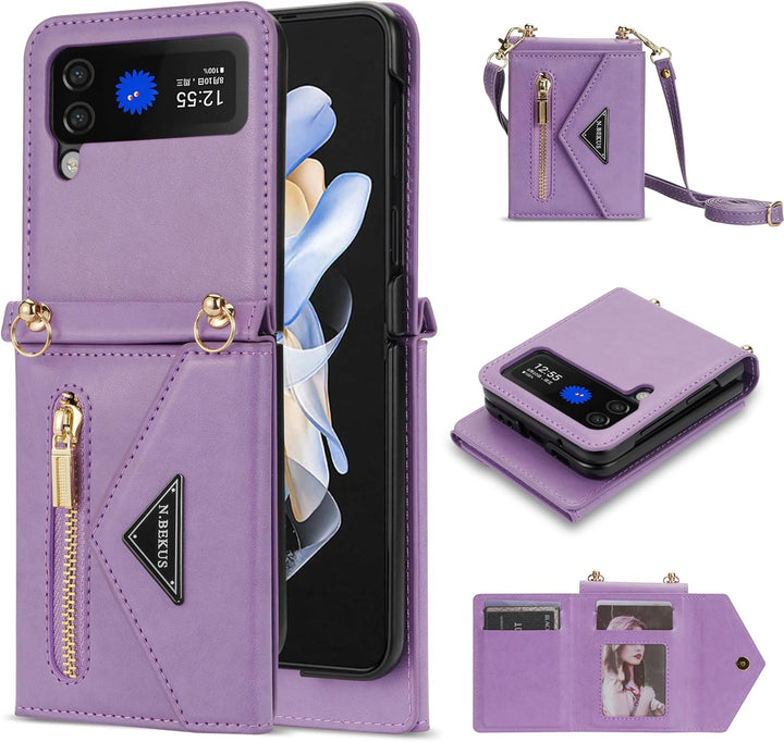 UDBKKDX Handyhülle für Samsung Galaxy Z Flip 3, Schutzhülle Mattes Leder mit Standfunktion hülle Kam