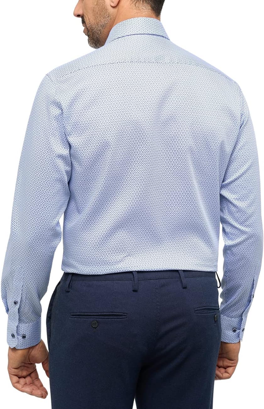 ETERNA Herren bedrucktes Baumwollhemd, Modern Fit 43 Blue/Nature, 43 Blue/Nature