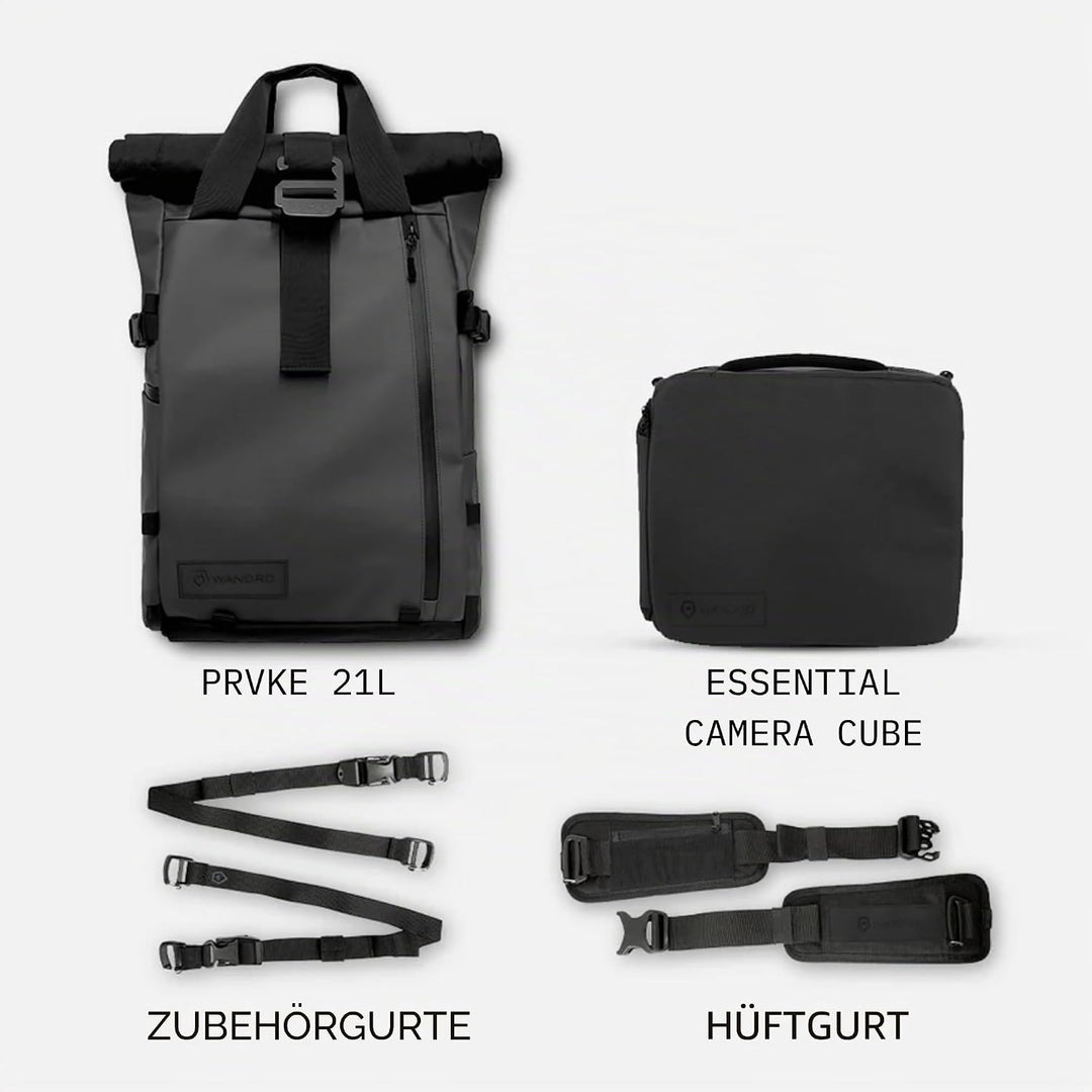 WANDRD All-New PRVKE Fotografie-Reise-Rucksack und Fotografie-Pack Schwarz 21L Photography Bundle, S