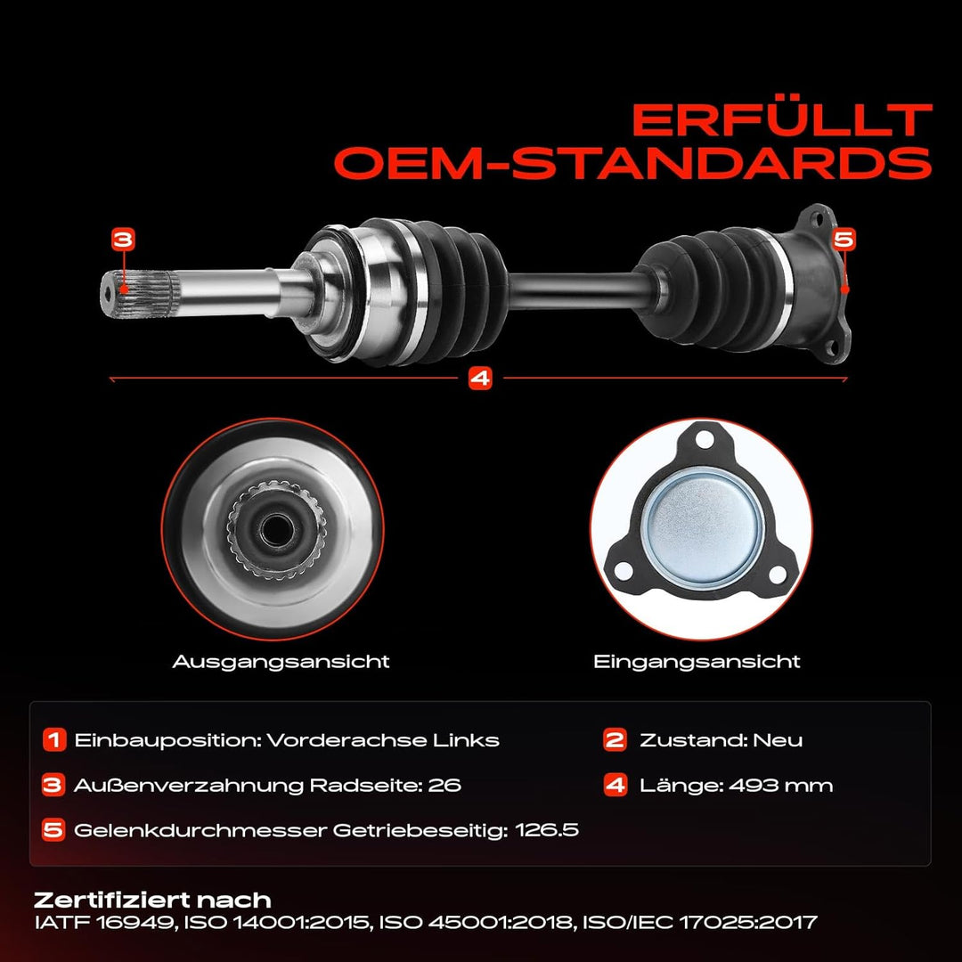 Frankberg Antriebswelle Vorne Links Kompatibel mit Vitara ET TA TD 1.6L 1988-1998 Vitara Cabrio ET T