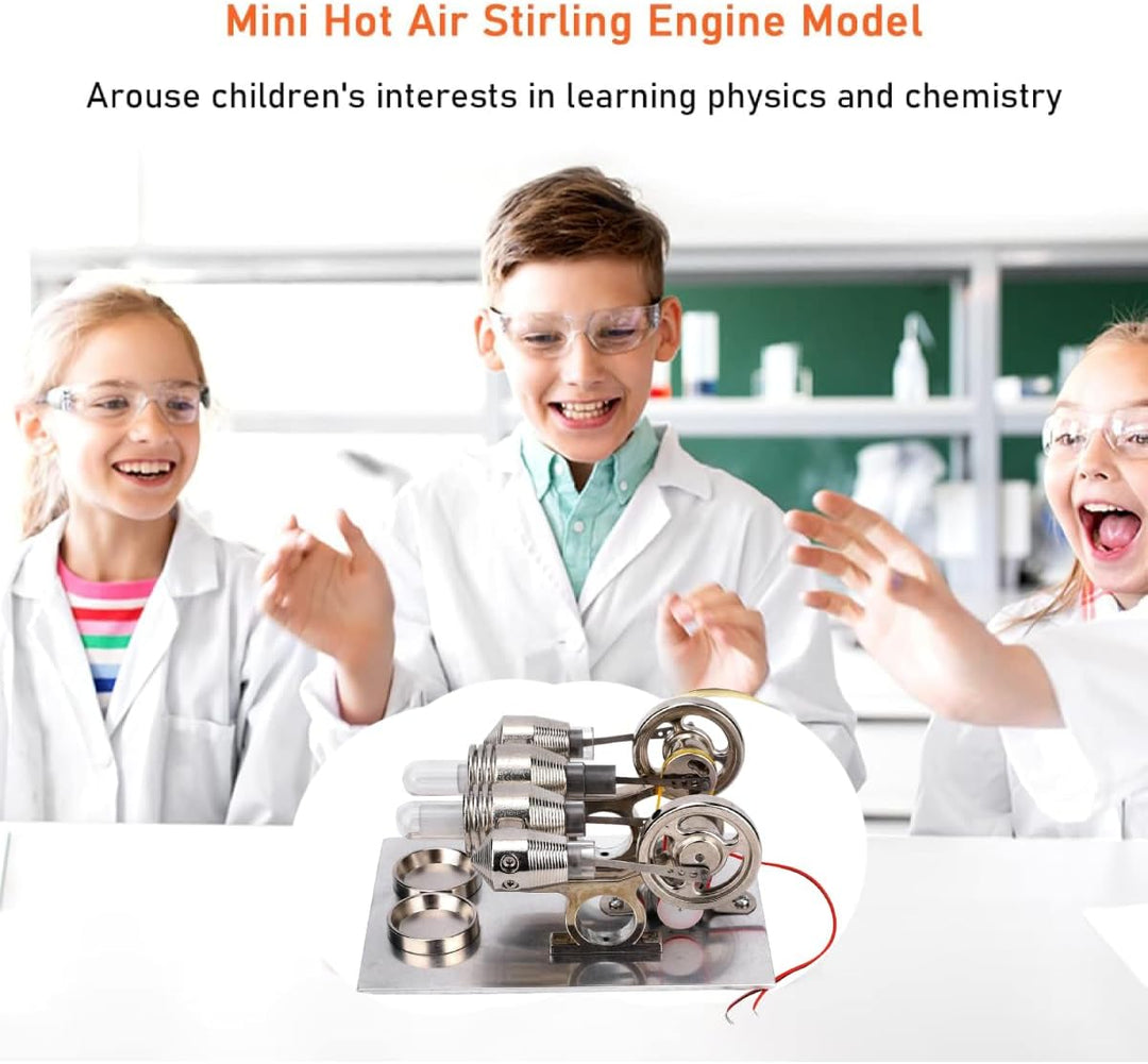 Stirlingmotor Dampfmaschine Modell Sterling Engine, 4 Zylinder Stirlingmotor Bausatz Kleiner Motor E