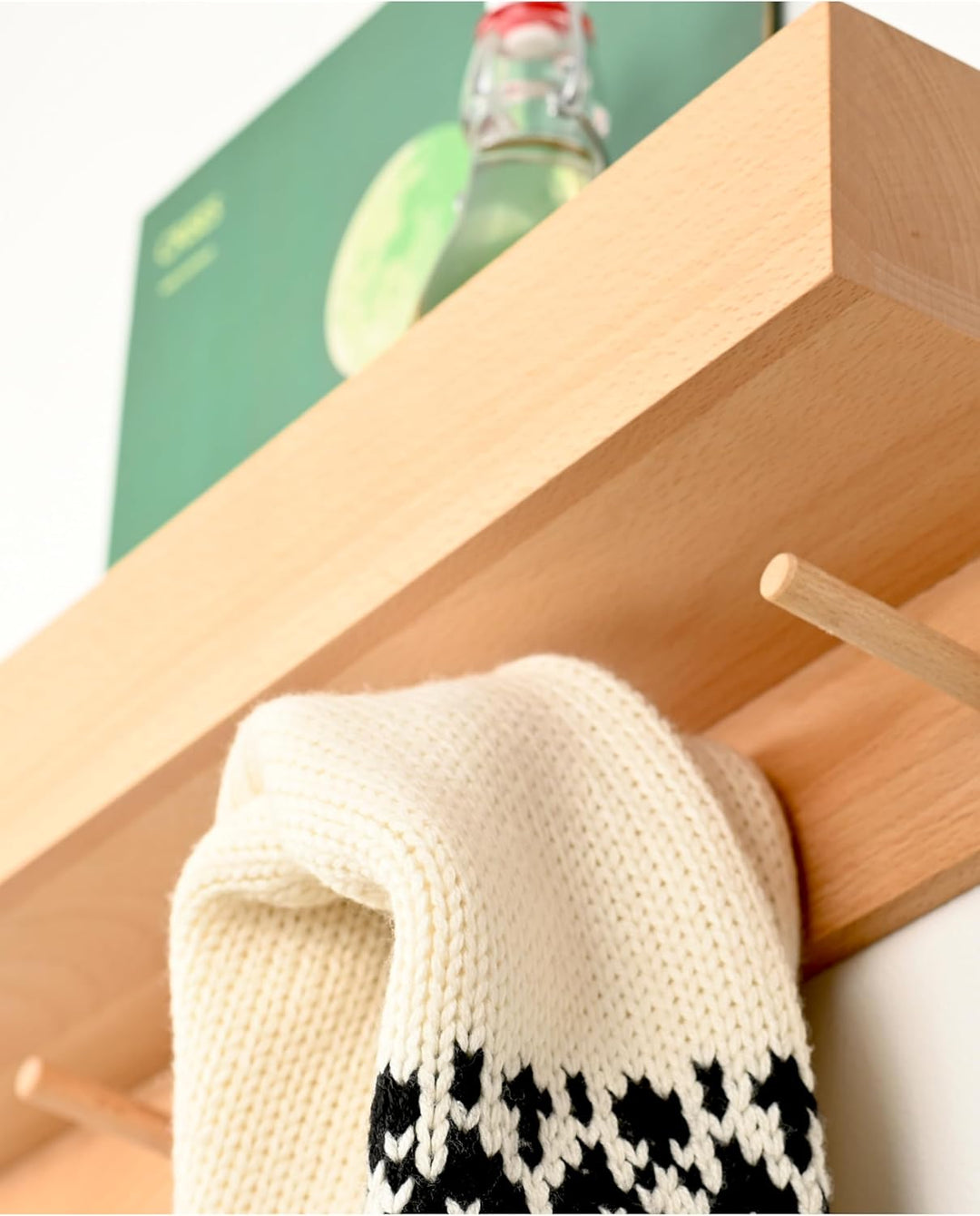 Natuhr Garderobe Holz Porter Regal Wand Flurgarderobe mit Ablage Eiche (50 cm Länge, Buche geölt) 50