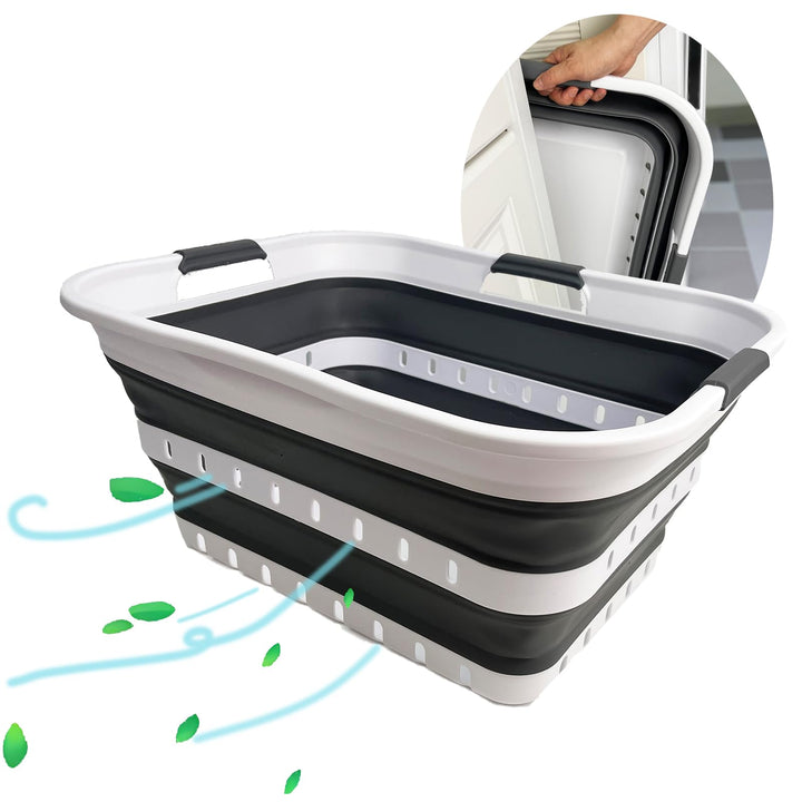 SAMMART Collapsible Plastic Laundry Basket - Foldable Pop Up Storage Container/Organizer - Portable