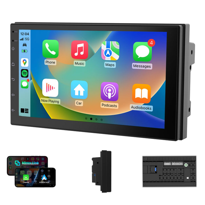 Haudio 2 Din Autoradio mit Kabellosem CarPlay & Android Auto, 7 Zoll Touchscreen Autoradio mit Mirro