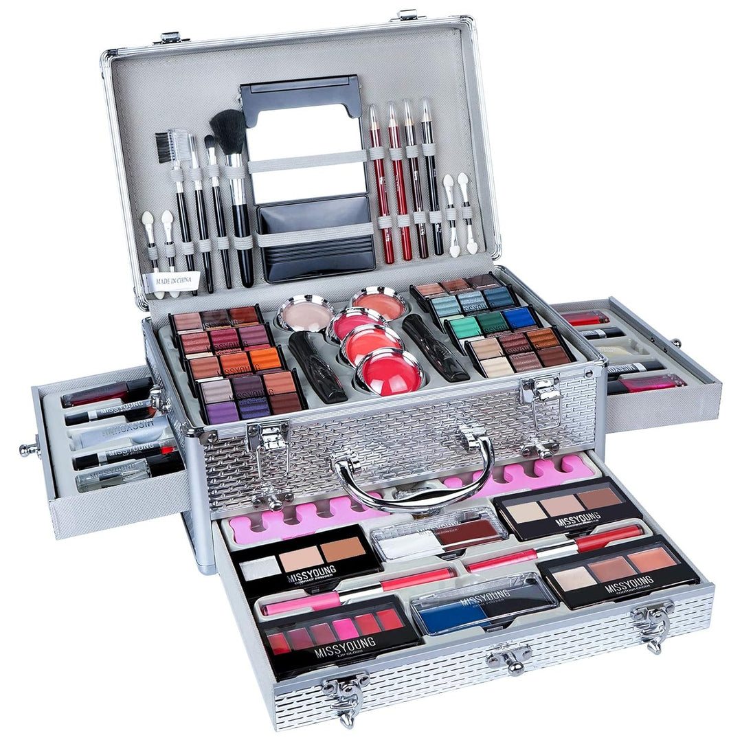 MKNZOME Schminkkasten Make-Up Set, Professionelles Kosmetische Schmink Set mit Lidschatten Lippenglo