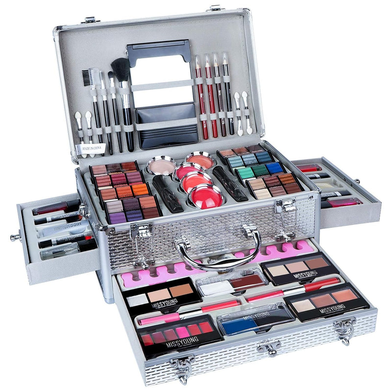 MKNZOME Schminkkasten Make-Up Set, Professionelles Kosmetische Schmink Set mit Lidschatten Lippenglo