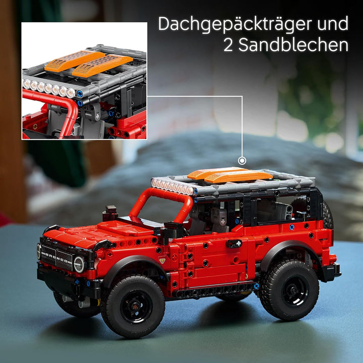 LEGO Technic Ford Bronco SUV Offroad-Fahrzeug – Modellauto mit aufklappbaren Türen, V6-Motor, Federu