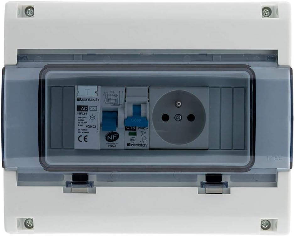 Coffret électrique étanche IP65 8 modules équipé livré avec accessoires Einzigartig, Einzigartig