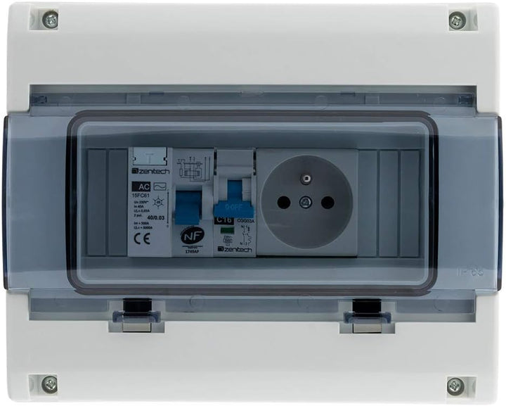 Coffret électrique étanche IP65 8 modules équipé livré avec accessoires Einzigartig, Einzigartig