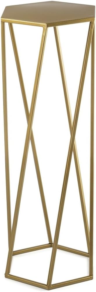 HowHomely Gold Blumenständer Metall 70 cm Hoch - Solider Blumenhocker in Sechseckiger Form - Pflanze