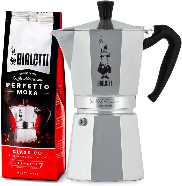 Bialetti Mokakocher Express 9 Tassen Perfetto Moka (der ideale Kaffee für den Moka), Gemahlener Kaff