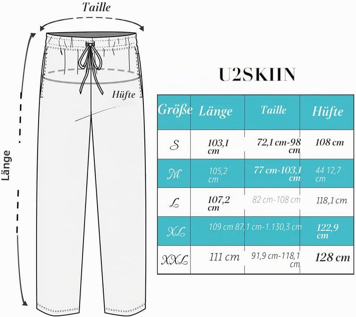 U2SKIIN Pyjamahose Herren lang 100% Baumwolle, Schlafhose Herren Schlafanzughose lang Pyjama Hose Sc