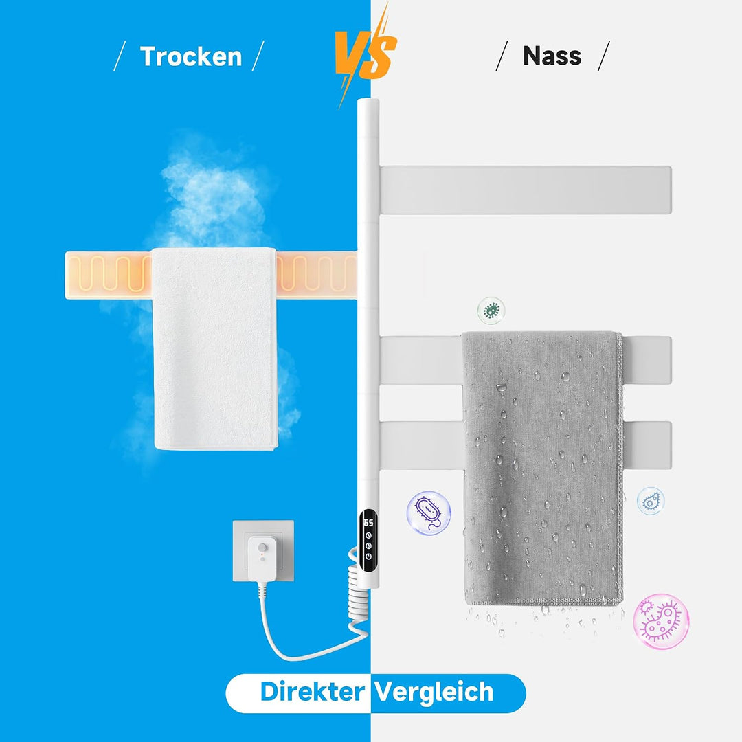 SONNI Handtuchheizkörper Elektrisch 70x45 cm, WLAN Badheizkörper 180° Drehbar für Trocken-/Nass-Tren