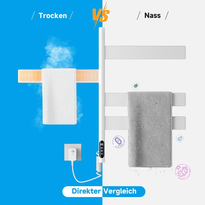 SONNI Handtuchheizkörper Elektrisch 70x45 cm, WLAN Badheizkörper 180° Drehbar für Trocken-/Nass-Tren