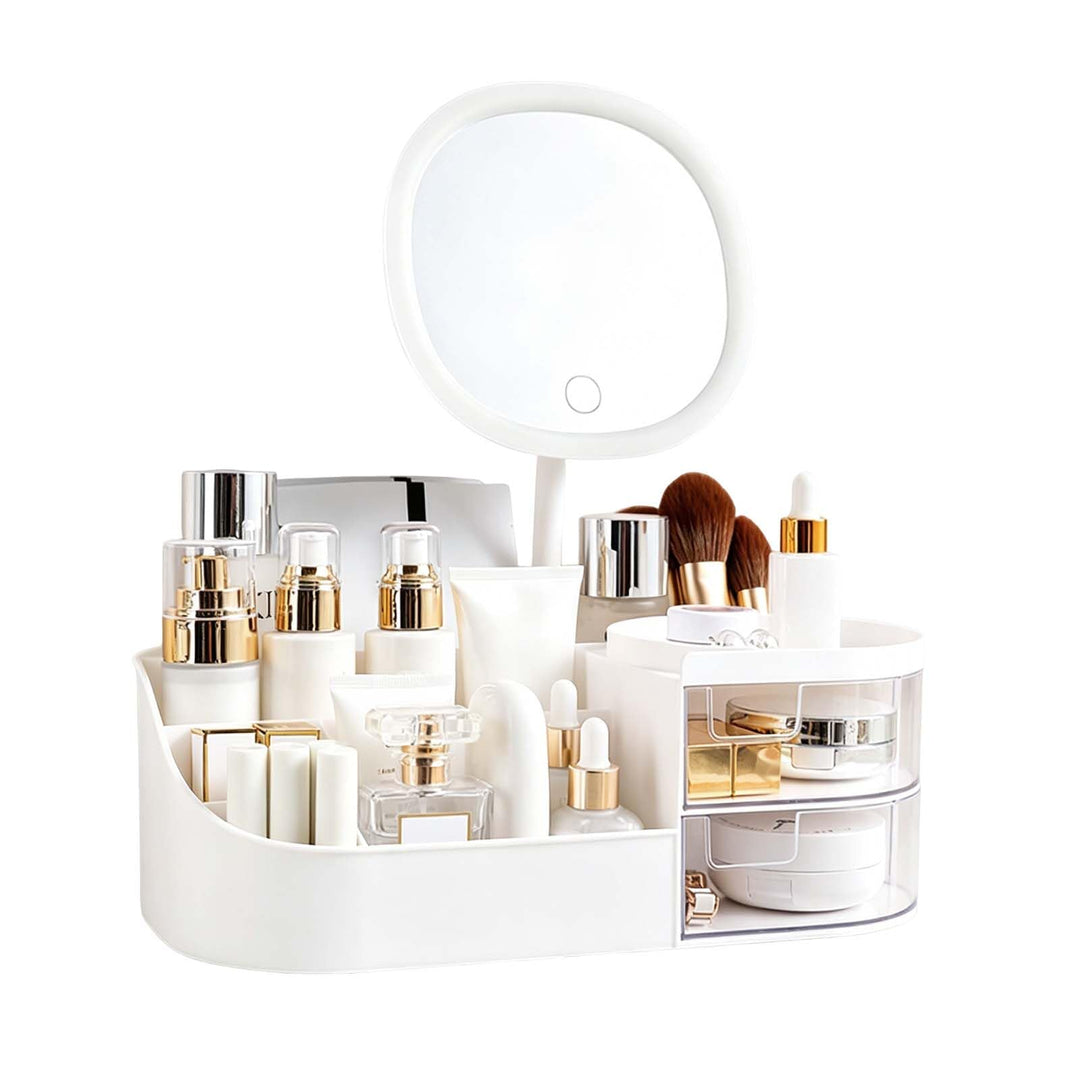 Joyan Make Up Kosmetik Organizer mit LED Spiegel und Schubladen - Multifunktionale Schminktisch Aufb