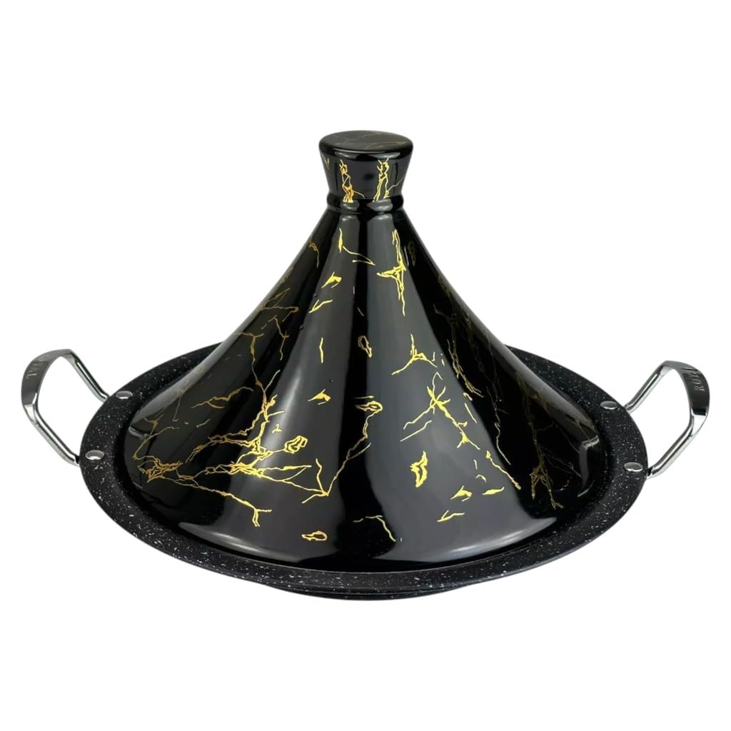Royal Swiss Tajine 38 cm – Edelstahl mit Keramikdeckel & Dampfventil | Für Induktion, Gas, Ofen & Mi
