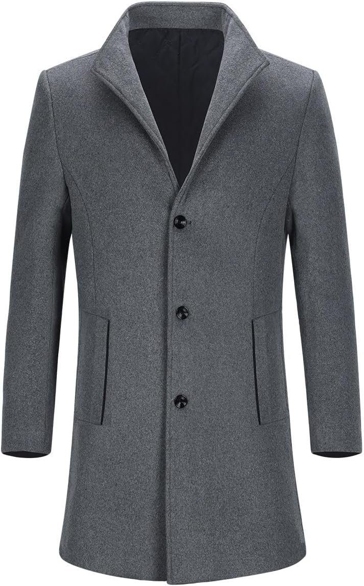 Allthemen Wintermantel Mantel Herren Lang Slim Fit Herrenmantel Winter Schwarz Business Mantel Herre