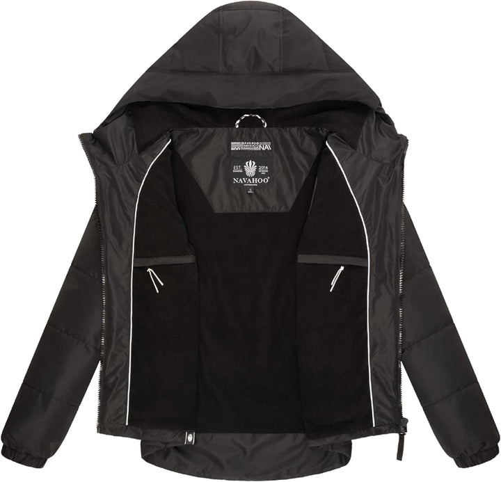 Navahoo Damen Winterjacke Steppjacke warm mit Kapuze Eisbällchen XS-XXL S Schwarz, S Schwarz