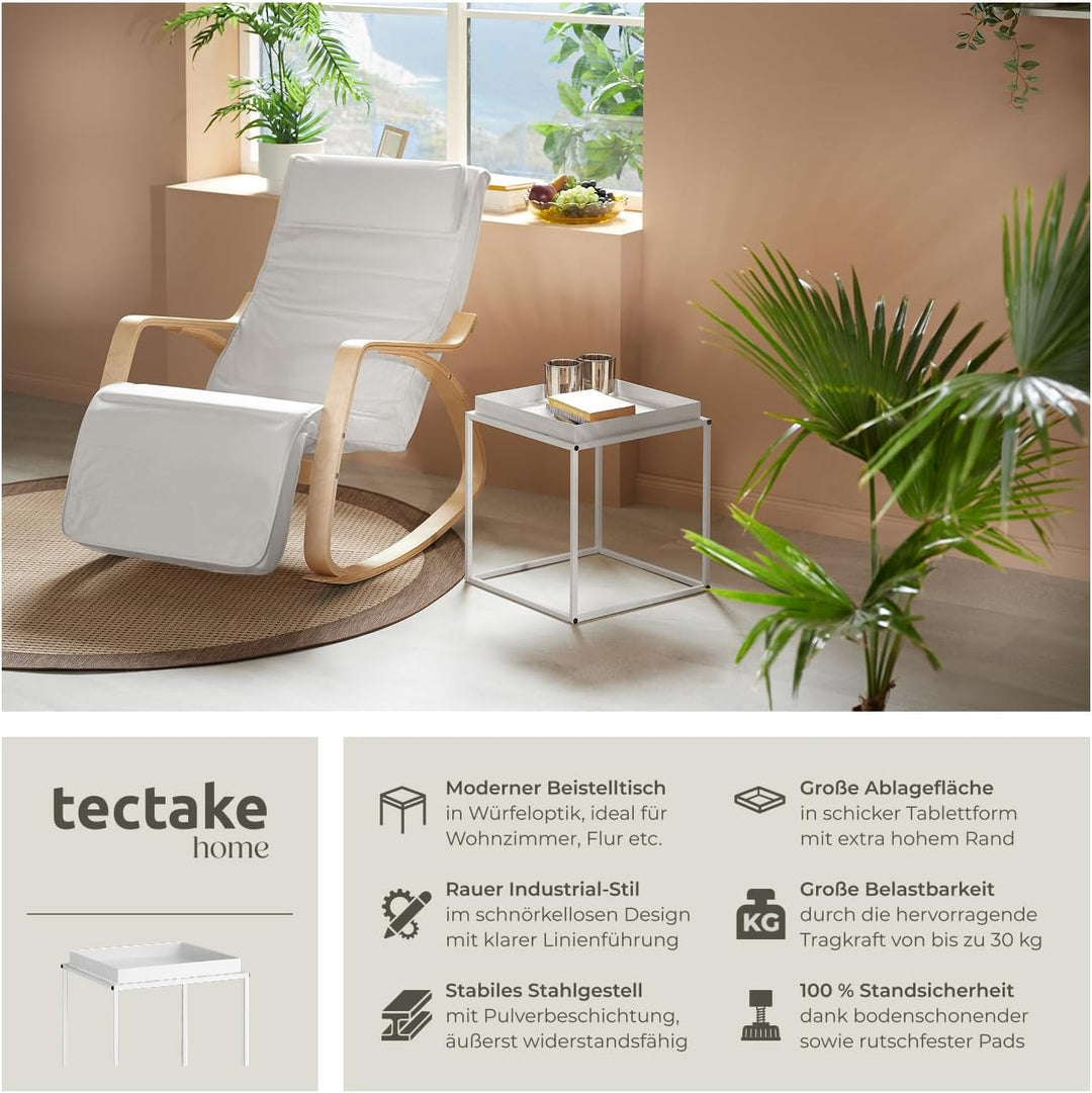 tectake® Beistelltisch aus Metall, quadratisch, stapelbar, Ablagefläche mit hohem Rand, Tabletttisch