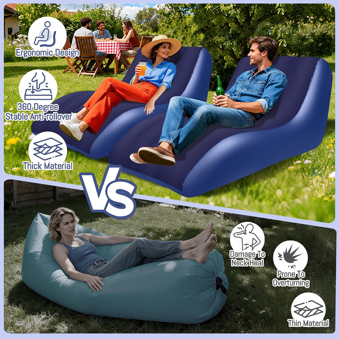 Luxfero Aufblasbares Sofa für Camping, Aufblasbarer Sessel mit Beflockter Oberfläche, Bequemes Lufts