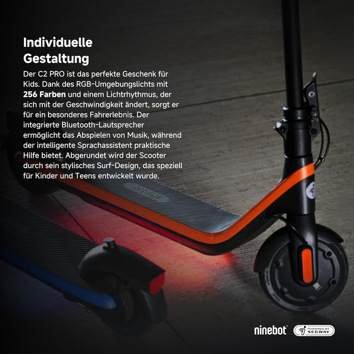 Segway-Ninebot, Elektrischer KickScooter, Modell C2 Pro E für Kinder und Jugendliche, 3 Fahrmodi mit