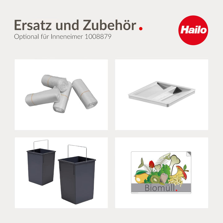 Hailo 15L Inneneimer Ersatzeimer 1008879 - Mülleimer-Einsatz m Henkel f Tandem/Terzett Abfalltrennsy