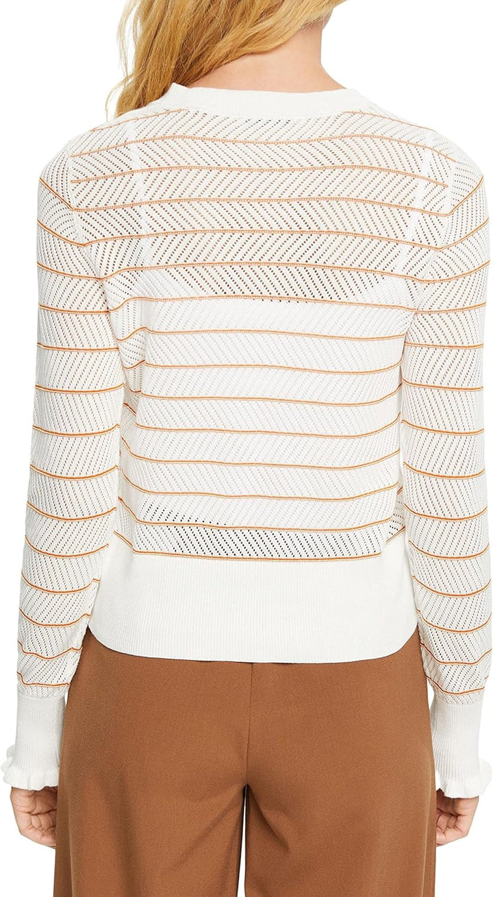 edc by Esprit Gestreifter Pullover in Pointelle-Strick S 710/Honey Yellow, S 710/Honey Yellow