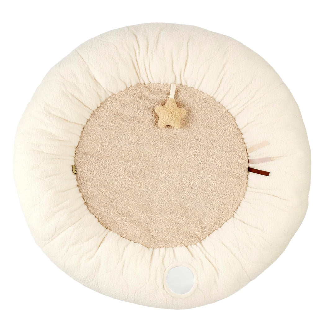 Nattou Runde Krabbeldecke mit Spielbogen, Ca. 90 cm, 100% Polyester, Teddy, Ecru