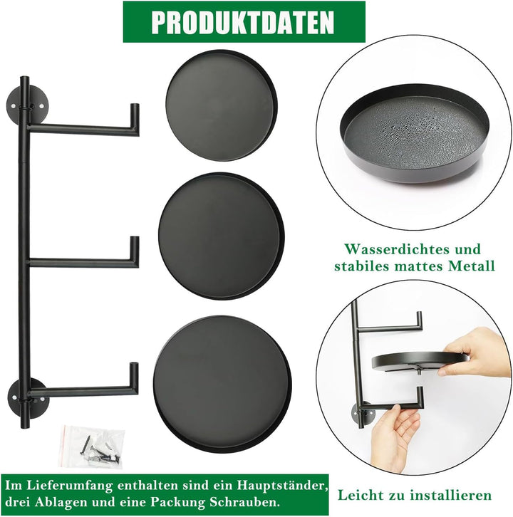 3 Etagen Drehbare Pflanzenregale Fenster Blumenständer Metall, Blumenregal Pflanzenständer Blumentre