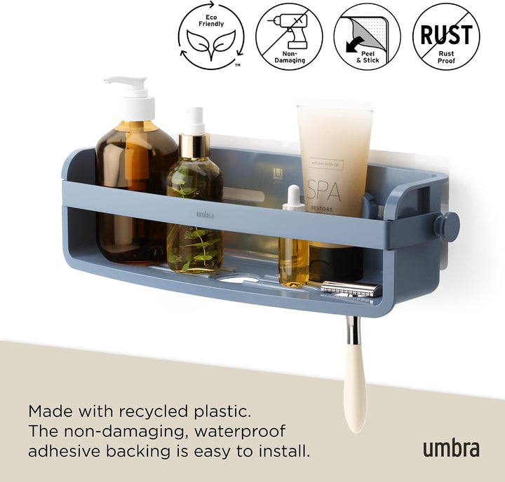 Umbra Flex Duschablage zum Kleben, Rostfreies Duschregal für Shampoo, Conditioner, Duschgel, Seife,
